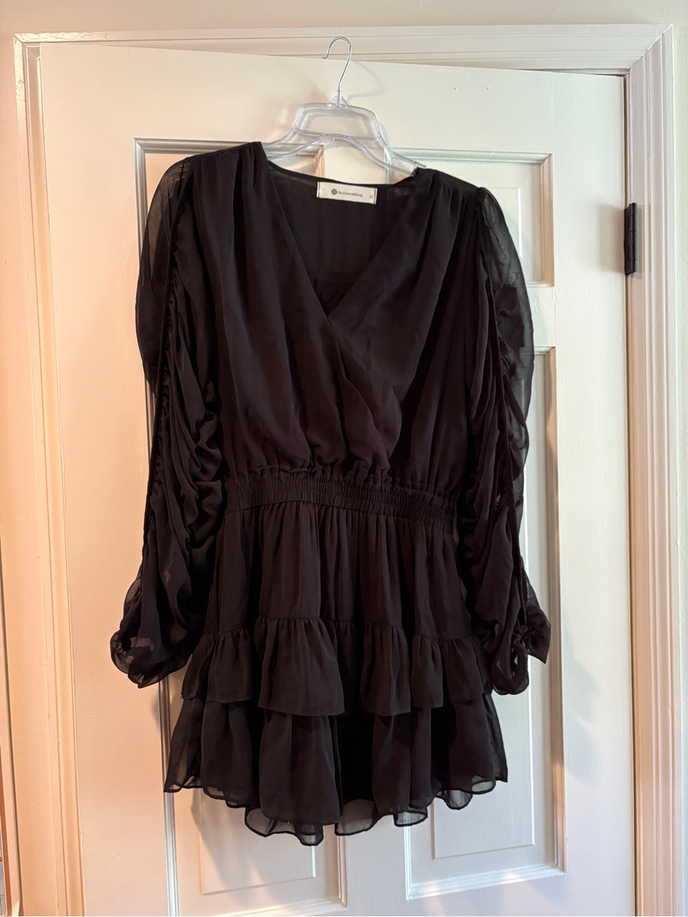 Black Ruffles Long Sleeve Dress